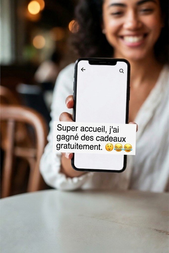 Cliente satisfaite après avoir gagné un lot avec Winde
